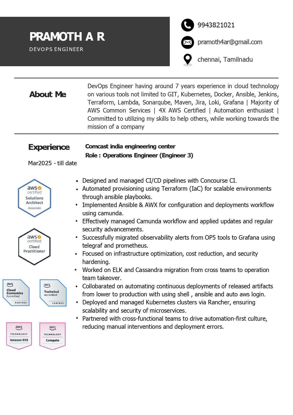 Resume Page